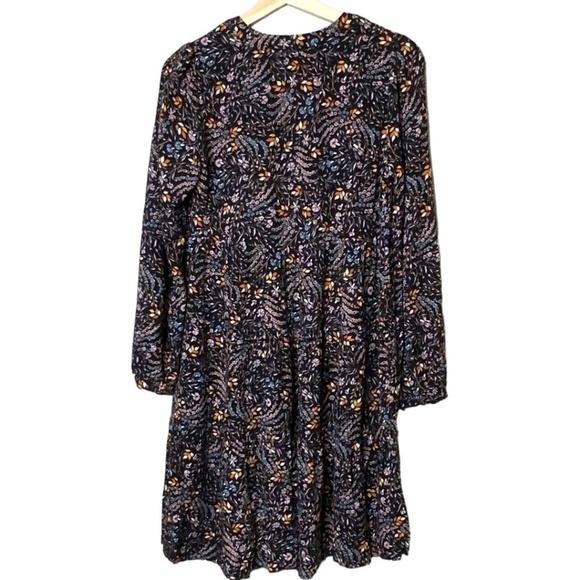 ANTHROPOLOGIE MAEVE Viscose Boho Multi Colour Floral Tiered Long Sleeve Dress S - Picture 4 of 9